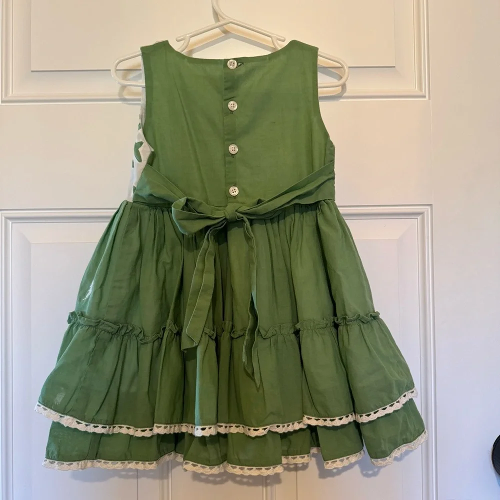 WELL DRESSED WOLF Homespun Holiday Snowflake Green White Dress w Jacket Girls 2T